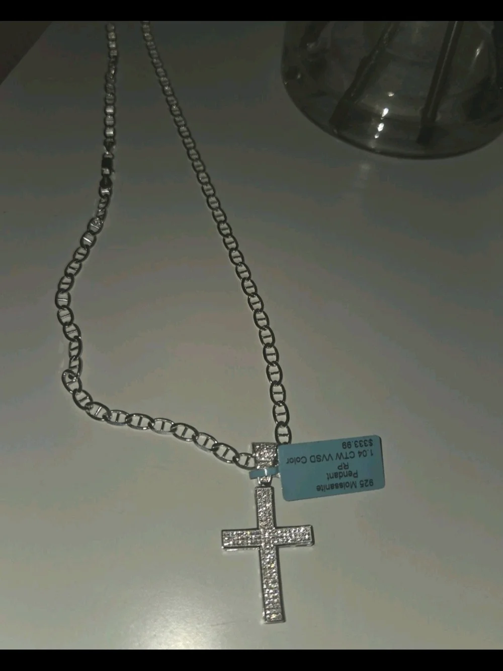 925 Sterling Silver 22in 5.2mm Mariner 7in 4.4mm Bracelet And Mossinate Cross